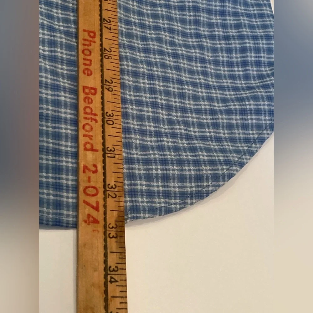 The North Face Men’s Vented Outdoors Plaid Button Down Shirt Light Blue Size XL